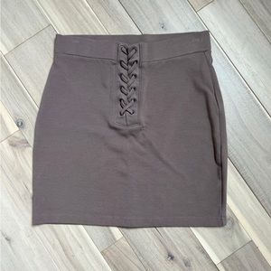 lace up mini skirt light brown tan